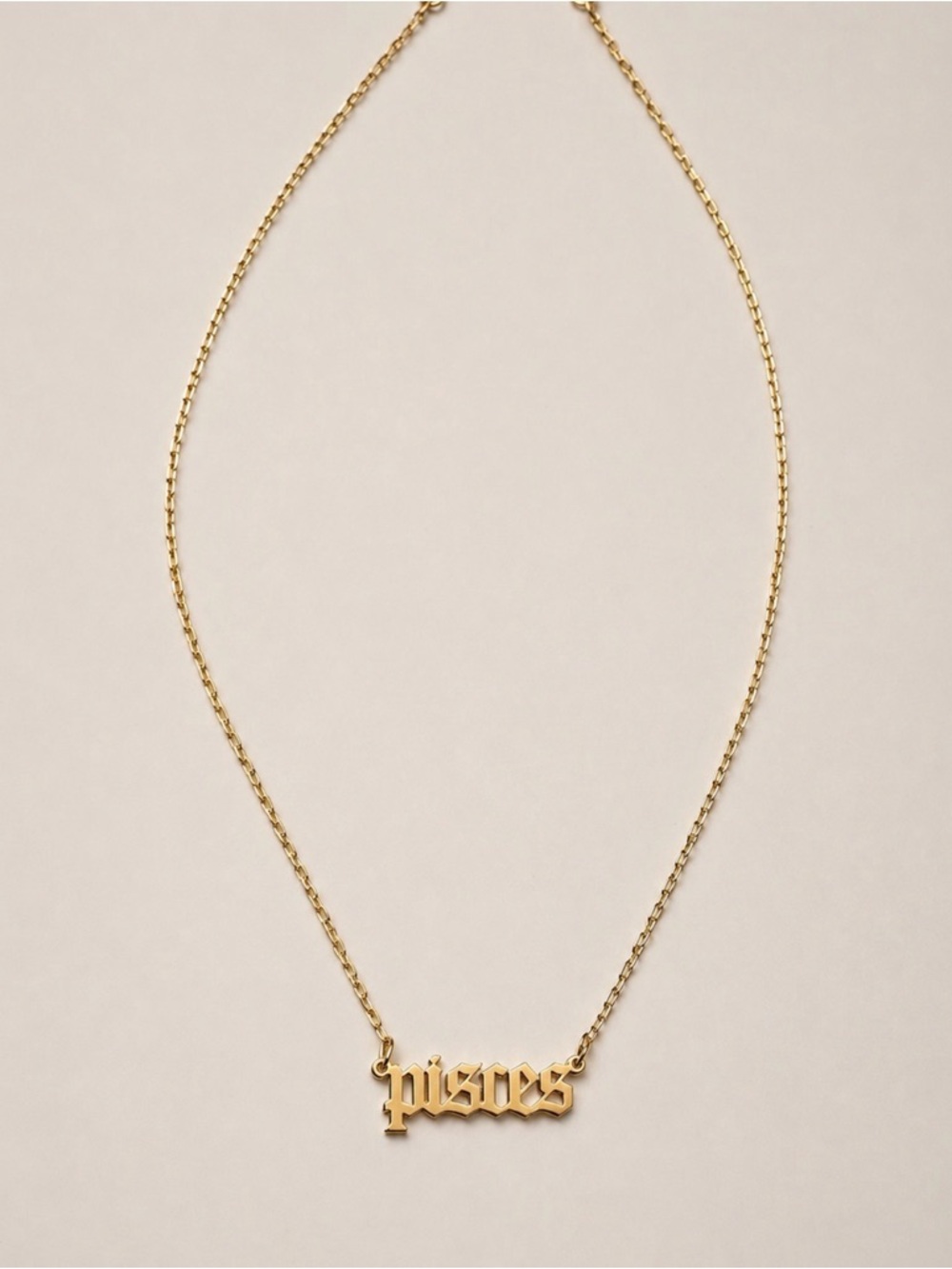 Gold Pisces Nameplate Necklace